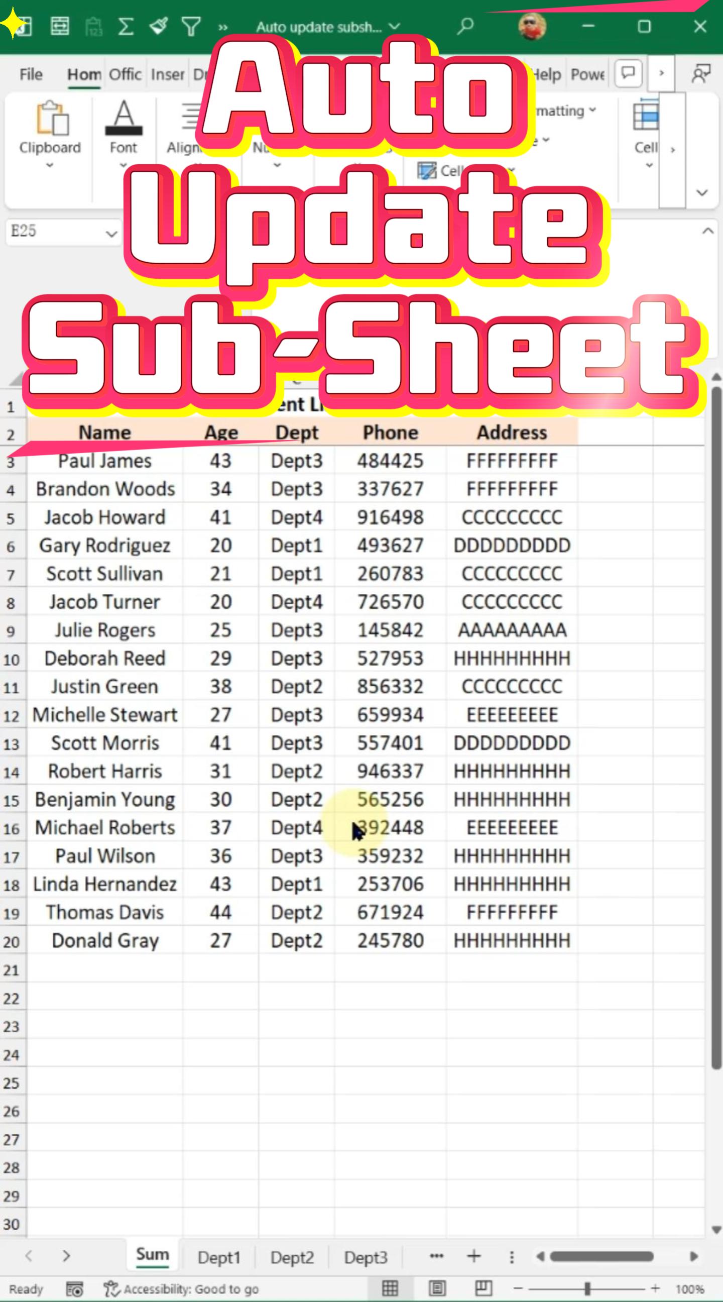 Auto update Subsheets (E99)